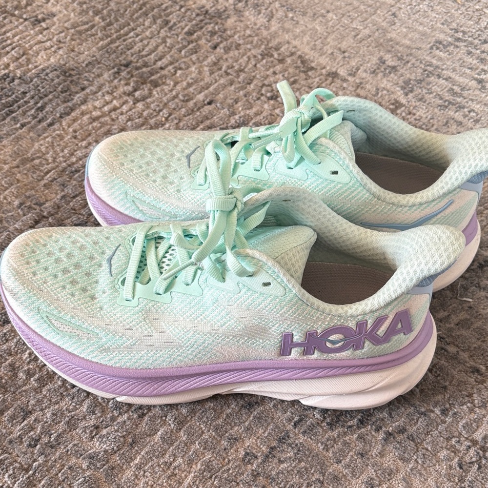 Hoka Women's Pastel Mint and Lavender Athletic Shoes